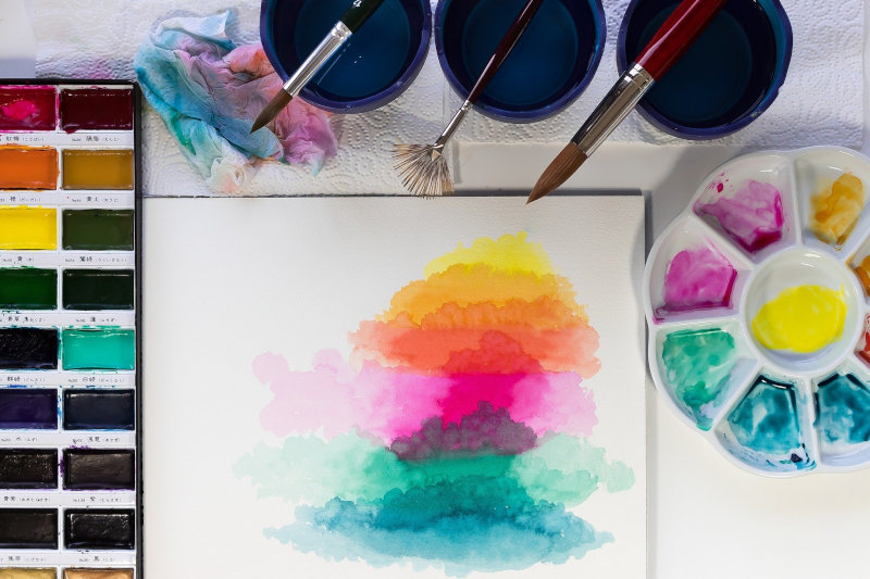Aquarellpinsel in verschiedenen Formen