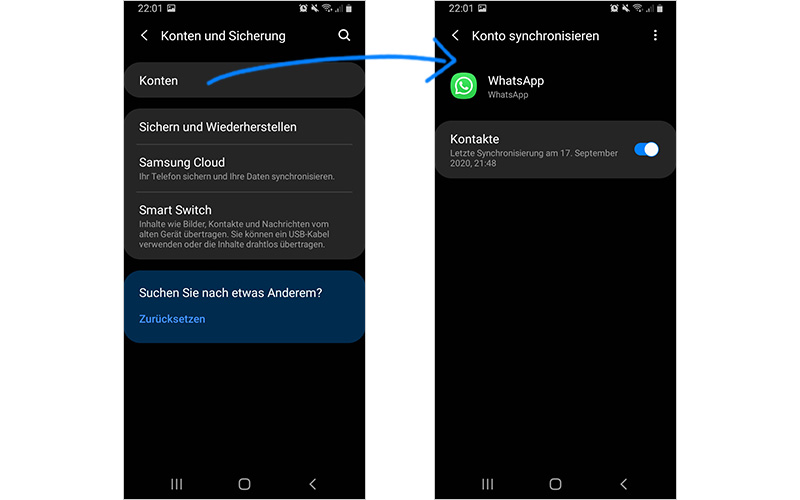Android Handy Display-Screenshot über das Verlängern von Synchronisationszyklen Synchronisation von Konten deaktivieren spart Akku