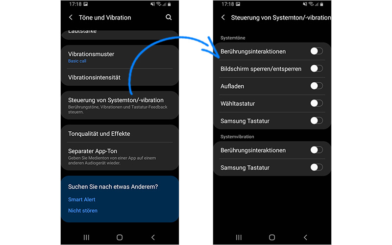 Android Handy Display-Screenshot über das Ausschalten von Tönen und Vibration Handy Klingeltöne und Vibration ausschalten, um Akku zu sparen
