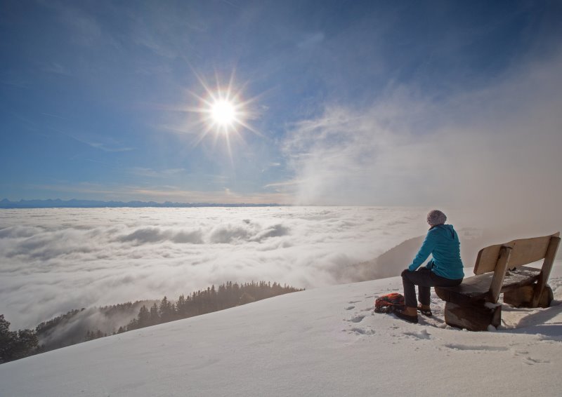 Pause bei der Winterwanderung.