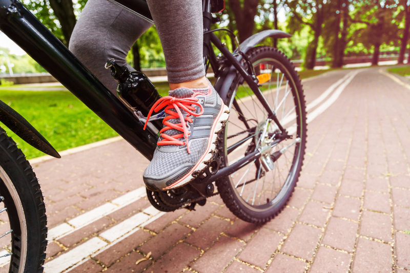 MTB Pedal während der Fahrt