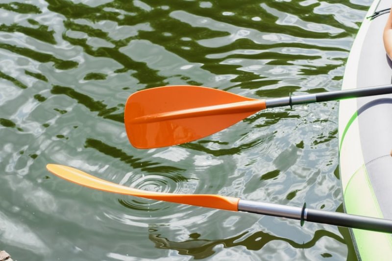Zwei Kajak-Paddel im Wasser