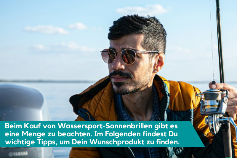 Angler trägt eine Wassersport-Sonnenbrille