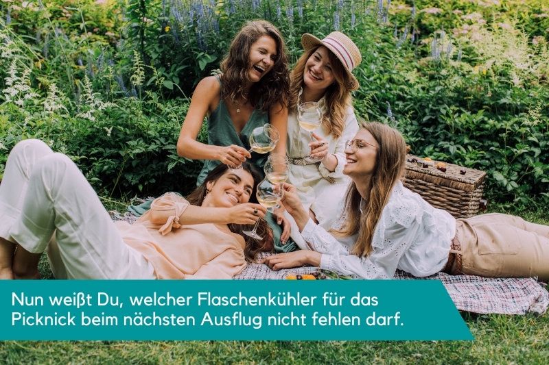 gemeinsam Picknicken mit gekühltem Sekt aus Flaschenkühler