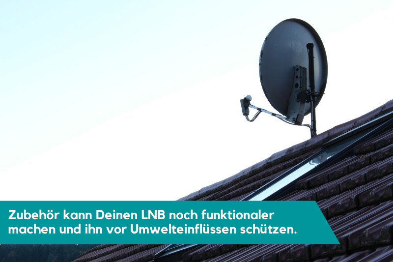 Ein LNB an einer Satellitenschüssel