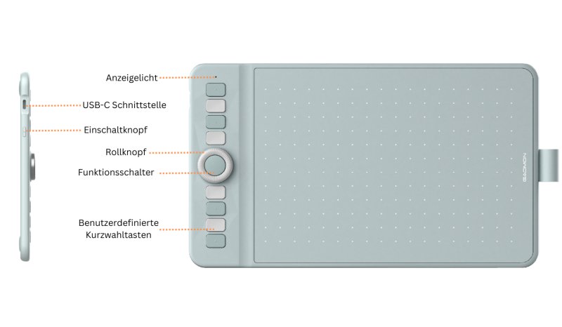 Beschreibung der Vorderseite des WH851 Tablets